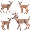 Gemini&Genius Animal Toys Whitetail Deer Figurines with Cub, 4Pcs Reindeer Family Woodland Animal Toys, Great for Kids Party Favors, Treasure Box Prizes, Goodie Bag Fillers, Family Fun or Cake Toppers