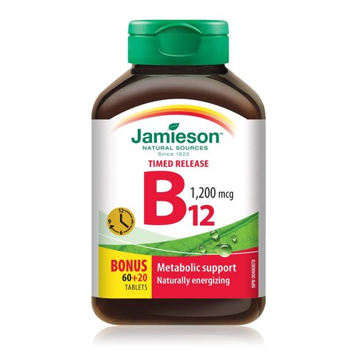 Jamieson Vitamin B12 (Cobalamin) 1200mcg, Timed Release, 80 tablets