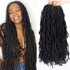 18 Inch 6 Packs New Faux Locs Crochet Hair Pre-Looped Wavy Black Soft Faux Locs Crochet Braiding Hair for Women Dreadlocks Hair Synthetic Hair Extensions (18 Inch,1B#)