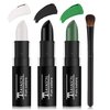 DAMUSI 3 Colors Body Face Paint Sticks Professional Eye Black Baseball Softball Football,Halloween Joker Clown Cosplay Makeup for Adults and Kids（White/Black/Green Eye Black Sticks）