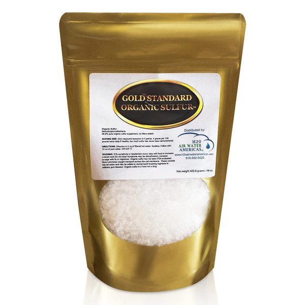 Gold Standard Organic Sulfur Crystals 1lb - 99.9% Pure MSM Crystals - Largest Granular Flakes Sulfur - 3rd Party Tested MSM Powder