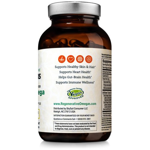 Ahiflower Oil Softgels Complete and Balanced Vegan Omega 3-6-9 Essential Fatty Acids Plant Based No Fish Source of Vegan Healthy Fats 120 Vegan softgels