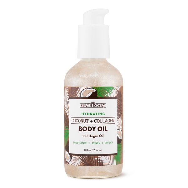 THE SPATHECARY Hydrating Body Oil Coconut & Collagen with Argan Oil, Cruelty-Free, Nourishing, Spa-Like Treatment to Moisturize Renew & Soften, 8 oz.