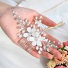 Gorais Flower Bride Wedding Hair Comb Silver Opal Bridal Hair Piece Pearl Hair Clip Hair Accessories for Women and Girls