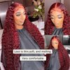 Bugtum 99j Burgundy Lace Front Wigs Human Hair Deep Wave 13x4 Hd Lace Frontal Wigs for Black Women Glueless Wigs Human Hair Pre Plucked Deep Curly Wet and Wavy Red Colored Lace Front Wig (26 Inch)