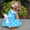 DOGGIE DESIGN Blue Polka Dot Dog Dress with Matching Leash (Small)