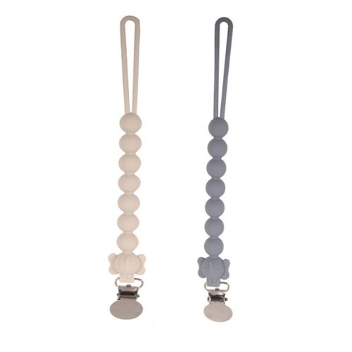 Baby Teether Chews, 2 Pack Pacifier Clip Holder, One-Piece Food Grade Silicone Pacifier Strap, Soft Flexible Pacifier Leash, for Boys and Girls Gifts
