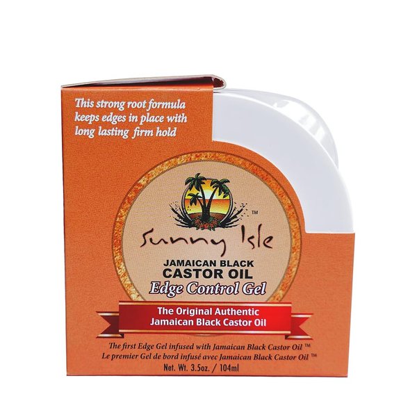 Sunny Isle Jamaican Black Castor Oil Edge Control Gel 3.5oz, Adds Moisture & Shine to Hair, Conditioning Extra Hold Control, Smoother & Clear Styling Edge and Frizz Tamer