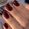 GLAMERMAID Dark Red Press On Nails Extra Short Square, Christmas Handmade Jelly Soft Gel Nails Burgundy Fake Nails, Glossy Red Stick Glue on Nail for Women Reusable Acrylic Stick on False Nail