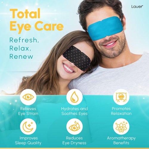 Heated Eye Steam Mask Dry Eyes Self Warm Compress for Dark Circles Puffiness Treatment Warming Eye Mask for Relaxation & Moist Heat Therapy Fatigue, Stress, and Migraine 6 Pack Aromas Home Spa