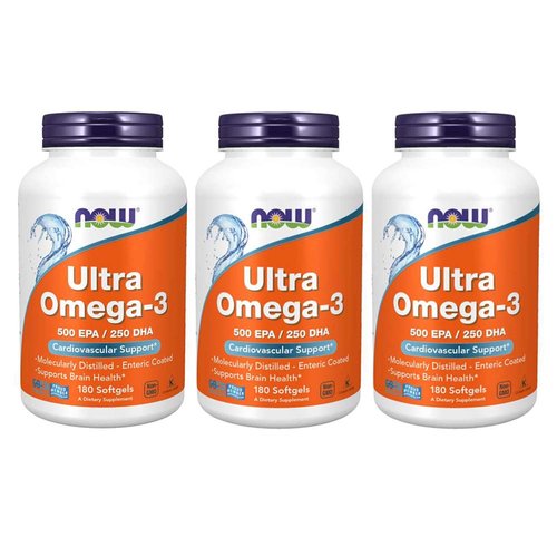 Now Foods Now Foods, (3 Pack) Ultra Omega-3, 500 EPA/250 DHA, 180 Softgels