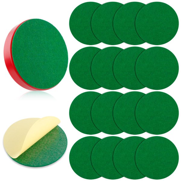 BQSPT 94mm Air Hockey Mallet Felt Pads Replacement Air Hockey Pushers Pads Green Self Adhesive Felt Sticker for 96mm Air Hockey Pushers Handles Paddles Accessories(16 Pack)