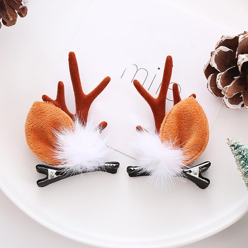 Soochat Christmas Hair Clips Reindeer Ears Hair Clips Deer Ears Hair Clips for Xmas Party Cosplay Hair Accessories