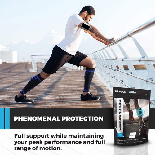 POWERLIX Calf Compression Sleeve (2p) Calf & Shin Sleeves for Men & Women Great for Pain Relief, Running, Sports & More