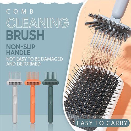 YQkoop Hair Brush Cleaner, 2-In-1 Comb Cleaning Tool, Brush Cleaner Mini, Rake for Removing Hair Dust from Home and Salon Use, Non-Slip Handle, Efficient Rake Design, Grey