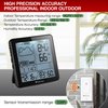 Wittime 2180 Weather Station with Atomic Clock Indoor Outdoor Thermometer Wireless Wireless Temperature and Humidity Monitor Inside Outside with Sensor Battery Powered