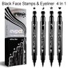 evpct 4in1 Star Flowers Hearts Moon Face Makeup Stamps Eyeliner Stamps Shapes Makeup Set Black Colored Liquid Winged Eyeliner Stamp Wingliner Waterproof Star Eye Liner Wing Eyeliner Stamp Figures Tool
