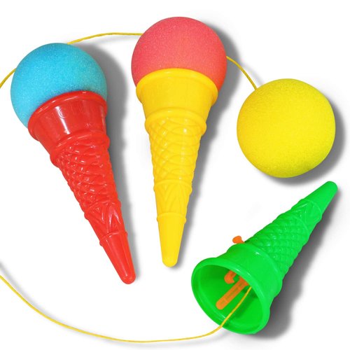 Novelty Place Ice Cream Shooters Toy (Pack of 12) - Squeeze N' Pop Game - 7 Inch Multi-Color Icecream Cone Foam Ball Launcher - Great Party Favors and Carnival Prize for Kids