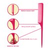 Allegro Combs 61 XL Rat Tail Combs Wide Tooth Comb Detangling Hair Styling Coarse Hair Foiling Thick Back Parting Combs Hairstylist Combs For Women Made In USA 3 Pc. (Pink)