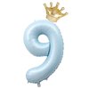 40-Inch Light Blue Number 9 Balloons With Crown, 9th Birthday Decorations for Boys Girls, Children's birthday party supplies. (Light blue 9)