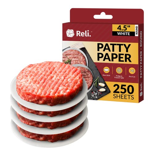 Reli. Hamburger Patty Paper (250 Pack) (4.5 Inch Round) | Wax Paper | Food Grade Patty Paper,Parchment Paper Sheets| Non-Stick Paper for Burger Press/Seperating Frozen Patties, Restaurant-Grade (4.5")
