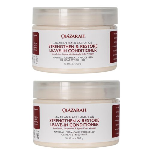 OLAZARAH Jamaican Black Castor Oil Leave-in Hair Conditioner for Strengthening & Restoration, (Lot of 2)