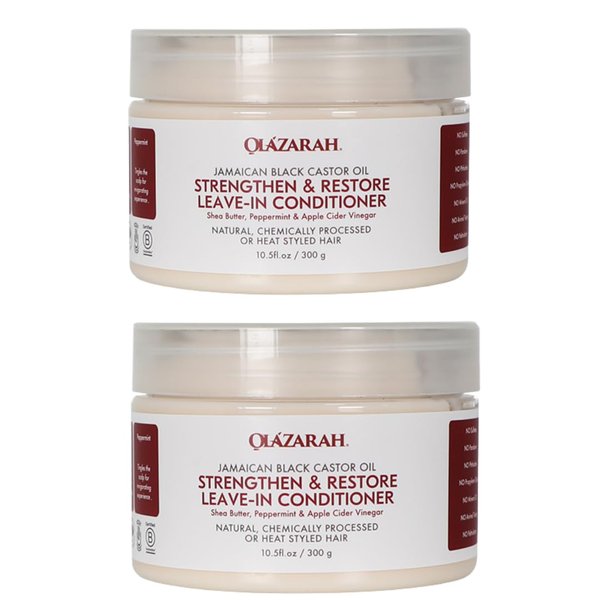 OLAZARAH Jamaican Black Castor Oil Leave-in Hair Conditioner for Strengthening & Restoration, (Lot of 2)