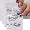 8 Sheets Letter Nail Stickers for Nail Art, 3D Self-Adhesive English Alphabet Nail Decals Black White Gold Silver Big Small Letter Nail Art Design Stickers for DIY Acrylic Nail Art Decorations Charms