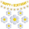 32pcs Daisy Flower Birthday Banner Balloons Decoration,Daisy Birthday Decorations，Daisy Flower Girls Boys Birthday Party Supplies