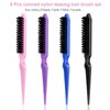 Yaomiao 6 Pcs Nylon Rat Tail Brush Set for Women - Three Row Salon Brushes for Back Combing, Root Volumizing, and Scalp Massage