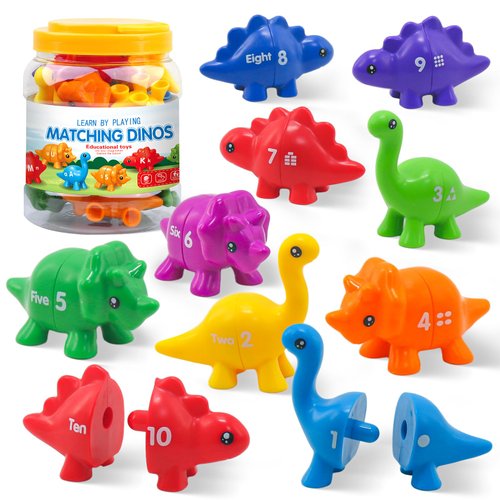 Montessori Learning Toys for Toddlers 1-3, Matching Letters Fine Motor Toy, Double-Sided 26 PCS ABC Dinosaur Alphabet Games for Kids Ages 3-5, Alphabet Learning Dinosaur Set for Kindergarten