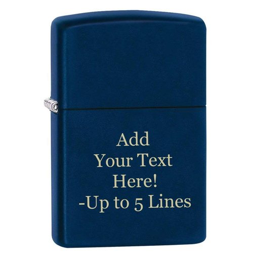 Zippo Lighter - Personalized Customize Message Engrave Matte Colors Windproof Lighter (Navy Blue) #239