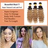 Deep Wave Human Hair Bundles 1B/27 Ombre Human Hair Bundle 3 Bundles Human Hair 22 24 26Inch 100% Unprocessed Brazilian Virgin Hair Bundles Deals Deep Wave Human Hair Extensions(1B/27-DP-22 24 26Inch)