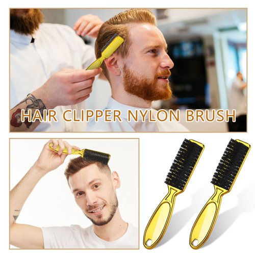 12 Pieces Blade Clipper Cleaning Brush Scrub Brush Barber Blade Cleaning Clipper Nylon Brush Tool (Gold)