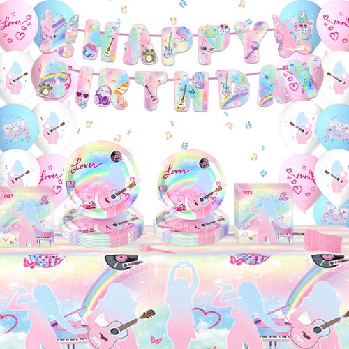 Serves 20 Guests | Singer Birthday Decorations Music Theme Party Supplies Plates Napkins Fork Banner Tablecloths Balloons Serves 20