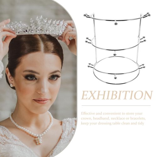 HOLIDYOYO Table Top Display Stand Tiara Crown Display Stand 3 Tiers Headband Display Stand Hair Supplies Organizer for Home Shop Store Hair Crown Tiara Display Headbands for Girls