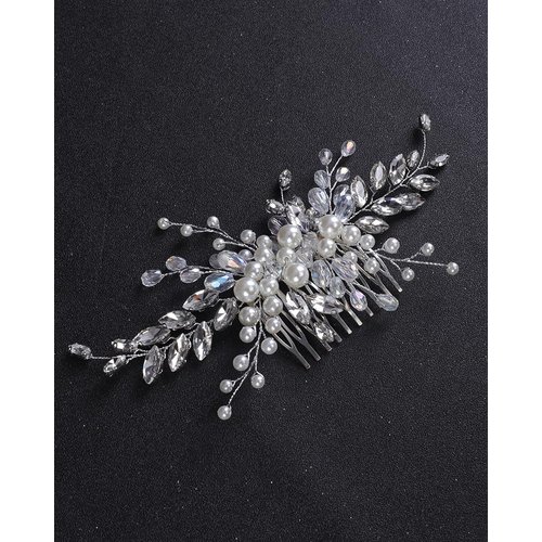 Rumtock Vintage Silver Hair Comb Handmade Pearl Hair Piece for Women Wedding Bridal Hair Jewelry (Silver)