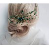 BERYUAN Women Bridal Teardrop Emerald Green Crystal Hair Comb Wedding Hair Accessory Rhinestone Hair Piece Party Headress for Bride Bridesmaid