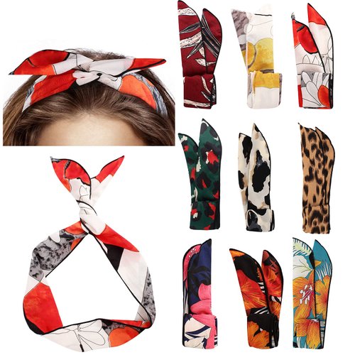 Ondder Wire Headbands 9 Pack Twist Bow Headbands Non Slip Hairbands Fashion Head Wrap Rabbit ear Wired Hairbands Hair Holder Hair Accessory for Women Ladies Girls
