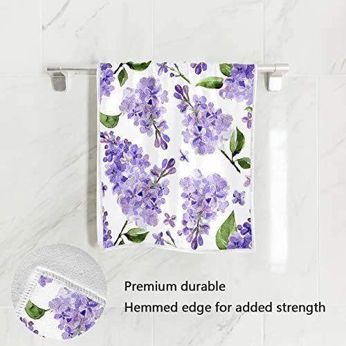 Summer Purple Lavender Soft Hand Towels 30x15,Decorative Spring Cute Floral Flower Fingertip Kitchen Dish Towels Washcloth for Bathroom, Hotel, Gym and Spa