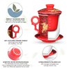 YURROAD Chinese Dragon Pattern Tea-Mug with Strainer Infuser and Lid and Saucer Ceramic Tea Mug Convenient System Chinese Porcelain Personal Tea Cup 13.5 oz(380ml) - RED, TC400