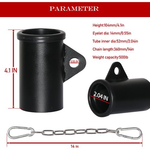 Single Eyelet Landmine Attachment with Chain Fits 2 inch Olympic Bars T-bar Row Attachment