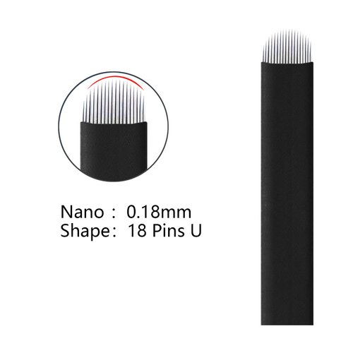 U18 30Pcs 0.18mm Nano Eyebrow Microblading Needles,Permanent Makeup Manual Tattoo Needle Embroidery Arc Blade 18 Curved Needles