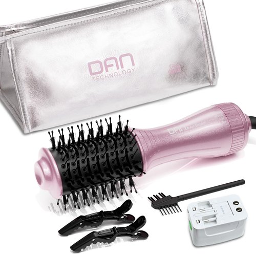 DAN Technology Dual Voltage Hair Dryer Brush,2 inch Blow Dryer Brush,Small Brush Hair dryers for 110V-120V/220V-240V European and Travel Use