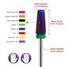 Lavinda 5 in 1 Multi-function Tapered Shape Straight Cut Nail drill bit, Use for both Left and Right Handed, Professional Carbide Tungsten Steel bits for Acrylic Nail Gel Fast Remove (Coarse, Purple)