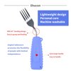 Ehucon Adaptive Utensils Angled Spoon and Fork for Hand Tremors Parkinsons,Weighted Utensils with Non-Slip Easy Grip Handles for Independent Eating (1pcs Spoon+1pcs Fork=2 pcs,Purple,Right Hand)