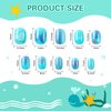 JANYUN 96 Pcs Kids False Nail Press on Nails Kids Full Cover Short False Nails Children Nail Tips Lovely Gift for Kids Little Girls Nail Art Decoration (Blue Theme)