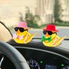 wonuu Rubber Duck Car Ornaments Cute Car Accessories for Duck Car Dashboard Decorations with Bow Tie TOP Hat Necklace and Musical Instruments, Pink hat&tie