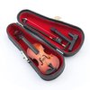 Dselvgvu Wooden Miniature Violin with Stand,Bow and Case Mini Musical Instrument Miniature Dollhouse Model Home Decoration (3.94"x1.57"x0.63")