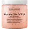 MAJESTIC PURE Himalayan Pink Salt Body Scrub with Collagen and Sweet Almond Oil | Exfoliating Body Scrub for Skin Care, Stretch Marks, Acne, Cellulite | Body Scrub Exfoliator |10 oz
